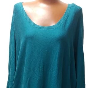 Sejour Lagenlook Lightweight Knit Top Teal Dolman Sleeve Woman Plus Sz 2X Nwt